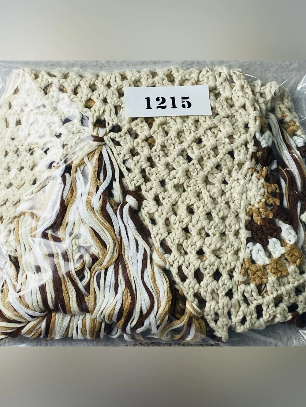 Miss Me Crochet Fringe Tank Top L Boho Festival Cream Brown Tassel Top NWT - Picture 15 of 15